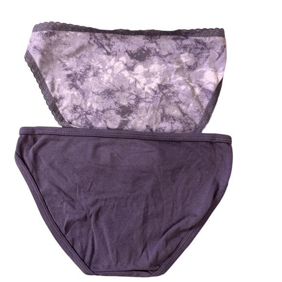 New (2) JENNI MACY’S Purple Tie-Dye Lace Trim Bikini Underwear Panties Size S - Picture 2 of 3